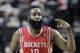 Houston Rockets guard James Harden flashes three fingers after scoring a three point shot during the second half of Game 3 of an NBA basketball first-round playoff series against the Portland Trail Blazers in Portland, Ore., Friday, April 25, 2014. Harden scored 37 points as the Rockets won 121-116. (AP Photo/Don Ryan)