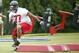 Atlanta Falcons defensive lineman Ra'Shede Hageman works during their rookie minicamp football practice Saturday, May 17, 2014 in Buford, Ga. (AP Photo/John Bazemore)