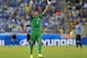 Costa Rica's goalkeeper Keylor Navas celebrates after Costa Rica's Joel Campbell scored during the group D World Cup soccer match between Uruguay and Costa Rica at the Arena Castelao in Fortaleza, Brazil, Saturday, June 14, 2014.(AP Photo/Bernat Armangue)