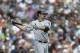 Chicago White Sox designated hitter Paul Konerko stretches before batting in the third inning of a baseball game in Detroit, Thursday, July 31, 2014. (AP Photo/Paul Sancya)