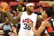 LAS VEGAS, NV - AUGUST 01: DeMarcus Cousins #36 of the 2014 USA Basketball Men's National Team is guarded by Anthony Davis #42 of the 2014 USA Basketball Men's National Team during a USA Basketball showcase at the Thomas & Mack Center on August 1, 2014 in Las Vegas, Nevada. (Photo by Ethan Miller/Getty Images)