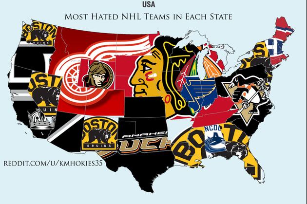 NHL Hate Maps Reveal Everybody's Hatred for the Boston Bruins