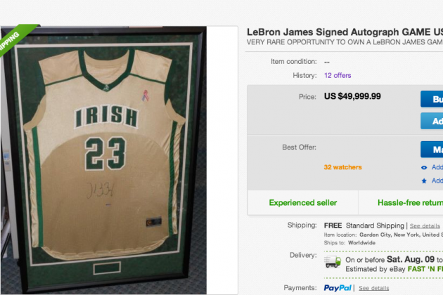 Report: LeBron James Autographed High School Jersey on Sale for $50K