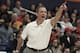 FILE - In this Thursday, Nov. 28, 2013 file photo, Charleston head coach Doug Wojcik yells at a player to get into position in the second half of an NCAA college basketball game against San Diego State at the Wooden Legacy tournament in Fullerton, Calif. An investigation by the College of Charleston found men’s basketball coach Doug Wojcik likely verbally abused players, using threatening, degrading and profane language in dealing with the team, including using a homophobic slur against one player. (AP Photo/Alex Gallardo, File)