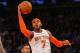 Feb 12, 2014; New York, NY, USA; New York Knicks small forward Carmelo Anthony (7) drives to the basket during the second half against the Sacramento Kings at Madison Square Garden. Sacramento Kings defeat the New York Knicks 106-101 in OT. Mandatory Credit: Jim O'Connor-USA TODAY Sports