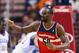 Jan 30, 2013; Philadelphia, PA, USA; Washington Wizards center Emeka Okafor (50) celebrates scoring during the first quarter against the Philadelphia 76ers at the Wells Fargo Center. Mandatory Credit: Howard Smith-USA TODAY Sports