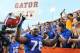 GAINESVILLE, FL - SEPTEMBER 21: Ofensive lineman Max Garcia #76 of the Florida Gators celebrates with fans after a 31- 17 victory against the Tennessee Volunteers September 21, 2013 at Ben Hill Griffin Stadium at Florida Field in Gainesville, Florida. (Photo by Al Messerschmidt/Getty Images)