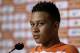 Memphis Depay of the Netherlands listens during a press conference held after a training session in Rio de Janeiro, Brazil, Tuesday, June 24, 2014. Netherlands will play Group A runner-up Mexico in the second round on Sunday in Fortaleza. (AP Photo/Wong Maye-E)
