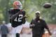 Cleveland Browns wide receiver Josh Gordon makes a catch during practice at NFL football training camp in Berea, Ohio Wednesday, Aug. 6, 2014. (AP Photo/Mark Duncan)