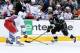 LOS ANGELES, CA - JUNE 13: Dustin Brown #23 of the Los Angeles Kings skates against Marc Staal #18 of the New York Rangers during the second period of Game Five of the 2014 NHL Stanley Cup Final at Staples Center on June 13, 2014 in Los Angeles, California. (Photo by Andrew D. Bernstein/NHLI via Getty Images)