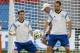 Argentina's Lionel Messi, left, and Argentina's Gonzalo Higuain take part in a training session at Estadio Nacional in Brasilia, Brazil, Friday, July 4, 2014. On Saturday, Argentina will face Belgium in their World Cup quarterfinals soccer match. (AP Photo/Eraldo Peres)