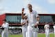 MANCHESTER, ENGLAND - AUGUST 07: Stuart Broad of England salutes the crowd after taking six wickets during day one of 4th Investec Test match between England and India at Old Trafford on August 7, 2014 in Manchester, England. (Photo by Gareth Copley/Getty Images)