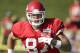Kansas City Chiefs tight end Travis Kelce (87) runs during NFL football training camp Monday, July 28, 2014, in St. Joseph, Mo. (AP Photo/Charlie Riedel)