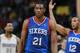 Philadelphia 76ers forward Thaddeus Young looks on against the Denver Nuggets in the fourth quarter of the Sixers' 114-102 victory in an NBA basketball game in Denver on Wednesday, Jan. 1, 2014. (AP Photo/David Zalubowski)