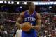 Philadelphia 76ers' Thaddeus Young in action during an NBA basketball game against the Detroit Pistons, Saturday, March 29, 2014, in Philadelphia. (AP Photo/Matt Slocum)
