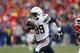 San Diego Chargers tight end Ladarius Green (89) runs for a touchdown during the second half of an NFL football game against the Kansas City Chiefs at Arrowhead Stadium in Kansas City, Mo., Sunday, Nov. 24, 2013. (AP Photo/Ed Zurga)