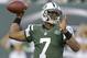 New York Jets quarterback Geno Smith (7) throws against the Indianapolis Colts in the first quarter of an NFL football game, Thursday, Aug. 7, 2014, in East Rutherford, N.J. (AP Photo/Frank Franklin II)