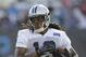 Carolina Panthers' Kelvin Benjamin runs after a catch during an NFL football practice at their training camp in Spartanburg, S.C., Saturday, July 26, 2014. (AP Photo/Chuck Burton)