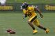 Pittsburgh Steelers outside linebacker Ryan Shazier (50) during NFL football training camp in Latrobe, Pa. on Sunday, July 27, 2014 . (AP Photo/Keith Srakocic)