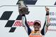 Marc Marquez, of Spain, celebrates after winning the Indianapolis Moto GP motorcycle race at the Indianapolis Motor Speedway in Indianapolis, Sunday, Aug. 10, 2014. (AP Photo/Michael Conroy)