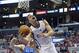 May 15, 2014; Los Angeles, CA, USA; Los Angeles Clippers forward Blake Griffin (32) shoots against Oklahoma City Thunder forward Nick Collison (4) during the third quarter in game six of the second round of the 2014 NBA Playoffs at Staples Center. Mandatory Credit: Richard Mackson-USA TODAY Sports