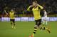 Dortmund's Marco Reus celebrates scoring his side's 2nd goal during the Champions League quarterfinal second leg soccer match between Borussia Dortmund and Real Madrid in the Signal Iduna stadium in Dortmund, Germany, Tuesday, April 8, 2014. (AP Photo/Martin Meissner)