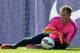 FC Barcelona's goalkeeper Marc-Andre Ter Stegen, from Germany, attends a training session at the Sports Center FC Barcelona Joan Gamper in San Joan Despi, Spain, Friday, July 18, 2014. (AP Photo/Manu Fernandez)