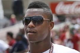Joe Mixon Watches OU Scrimmage from Sideline