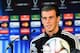 CARDIFF, WALES - AUGUST 11: In this handout image provided by UEFA, Gareth Bale of Real Madrid during the Real Madrid press conference at Cardiff City Stadium on August 11, 2014 in Cardiff, Wales. (Photo by Handout/UEFA via Getty Images)