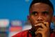Cameroon's Samuel Eto’o listens a question from the media during a news conference a day before the group A World Cup soccer match between Cameroon and Croatia at the Arena da Amazonia in Manaus, Brazil, Tuesday, June 17, 2014. (AP Photo/Fernando Llano)
