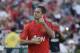 Manchester United's Javier Chicharito Hernandez gives a thumb up before the team's friendly soccer match against the Los Angeles Galaxy at the Rose Bowl on Wednesday, July 23, 2014, in Pasadena, Calif. (AP Photo)