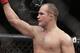 Junior Dos Santos reacts after knocking out Mark Hunt in the third round of a UFC 160 mixed martial arts heavyweight bout, Saturday, May 25, 2013, in Las Vegas. (AP Photo/Julie Jacobson)