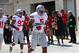 Raekwon McMillan (No. 5) is making a push at the Buckeyes middle linebacker spot.