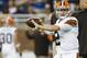 Cleveland Browns quarterback Johnny Manziel (2) warms up before a preseason NFL football game against the Detroit Lions at Ford Field in Detroit, Saturday, Aug. 9, 2014. (AP Photo/Rick Osentoski)