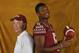 Florida State head coach Jimbo Fisher, left, and quarterback Jameis Winston (5) pose for a photo during their NCAA college football media day on Sunday, Aug. 10, 2014, in Tallahassee, Fla. Florida State starts its quest for back-to-back national championships Aug. 30 when they open against Oklahoma State in Arlington, Tex. (AP Photo/Phil Sears)