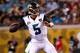 JACKSONVILLE, FL - AUGUST 08: Blake Bortles #5 of the Jacksonville Jaguars sets to throw during the first half of the preseason game against the Tampa Bay Buccaneers at Everbank Field on August 8, 2014 in Jacksonville, Florida. (Photo by Rob Foldy/Getty Images)