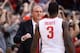 COLUMBUS, OH - JANUARY 29: Head coach Thad Matta of the Ohio State Buckeyes gives instructions to Shannon Scott #3 of the Ohio State Buckeyes in the first half against the Penn State Nittany Lions on January 29, 2014 at Value City Arena in Columbus, Ohio. (Photo by Jamie Sabau/Getty Images)