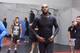 ALBUQUERQUE, NM - APRIL 2: UFC lightweight champion Jon 'Bones' Jones joins in for a warm up during an open training session for fans and media at the Jackson's Mixed Martial Arts and Fitness on April 2, 2014 in Albuquerque, New Mexico. (Photo by Aaron Sweet/Getty Images)