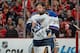CHICAGO, IL - APRIL 27: Goalie Ryan Miller #39 of the St. Louis Blues adjusts his mask in Game Six of the First Round of the 2014 Stanley Cup Playoffs against the Chicago Blackhawks at the United Center on April 27, 2014 in Chicago, Illinois. (Photo by Bill Smith/NHLI via Getty Images)