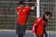 Real Madrid goalkeeper Iker Casillas, left, watches teammate goalkeeper Diego Lopez during a training session in Madrid, Spain, Tuesday Nov. 26, 2013. Real Madrid will play Galatasaray Wednesday in a Group B Champions League soccer match. (AP Photo/Paul White)