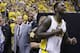 Indiana Pacers guard Lance Stephenson (1) returns to the floor against the Miami Heat during the second half of Game 5 of the NBA basketball Eastern Conference finals in Indianapolis, Wednesday, May 28, 2014. (AP Photo/Michael Conroy)