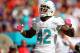 MIAMI GARDENS, FL - OCTOBER 06: Charles Clay #42 of the Miami Dolphins reacts to a first down on 4th and 10 late in the fourth quarter during a game against the Baltimore Ravens at Sun Life Stadium on October 6, 2013 in Miami Gardens, Florida. (Photo by Mike Ehrmann/Getty Images)