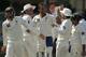 Pakistani bowler Wahab Riaz, center, celebrates with teammates the dismissal of Sri Lankan batsman Upul Tharanga during the first day of the second test cricket match between Sri Lanka and Pakistan in Colombo, Sri Lanka, Thursday, Aug. 14, 2014. (AP Photo/Eranga Jayawardena)