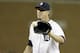 Detroit Tigers relief pitcher Joe Nathan catches the throwback from catcher Alex Avila during the ninth inning of an interleague baseball game against the Pittsburgh Pirates, Wednesday, Aug. 13, 2014 in Detroit. (AP Photo/Carlos Osorio)