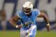 Oct 14, 2013; San Diego, CA, USA; San Diego Chargers linebacker Larry English (51) during the game against the Indianapolis Colts at Qualcomm Stadium. The Chargers defeated the Colts 19-9. Mandatory Credit: Kirby Lee-USA TODAY Sports