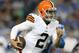 DETROIT, MI - AUGUST 09: Johnny Manziel #2 of the Cleveland Browns runs for a 16 yard gain during the third quarter the preseason game against the Detroit Lions at Ford Field on August 9, 2014 in Detroit, Michigan. The Lions defeated the Browns 13-12 in a preseason game. (Photo by Leon Halip/Getty Images)
