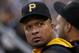 Pittsburgh Pirates starting pitcher Francisco Liriano sits in the dugout during the third inning of a baseball game against the San Diego Padres in Pittsburgh Friday, Aug. 8, 2014. (AP Photo/Gene J. Puskar)