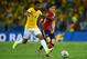 FORTALEZA, BRAZIL - JULY 04: Paulinho of Brazil challenges James Rodriguez of Colombia during the 2014 FIFA World Cup Brazil Quarter Final match between Brazil and Colombia at Castelao on July 4, 2014 in Fortaleza, Brazil. (Photo by Laurence Griffiths/Getty Images)
