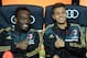 MILAN, ITALY - MAY 18: Michael Essien (L) and Hachim Mastour of AC Milan prior to the Serie A match between AC Milan and US Sassuolo Calcio at San Siro Stadium on May 18, 2014 in Milan, Italy. (Photo by Claudio Villa/Getty Images)