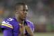 Aug 8, 2014; Minneapolis, MN, USA; Minnesota Vikings quarterback Teddy Bridgewater (5) looks on during the fourth quarter against the Oakland Raiders at TCF Bank Stadium. The Vikings defeated the Raiders 10-6. Mandatory Credit: Brace Hemmelgarn-USA TODAY Sports
